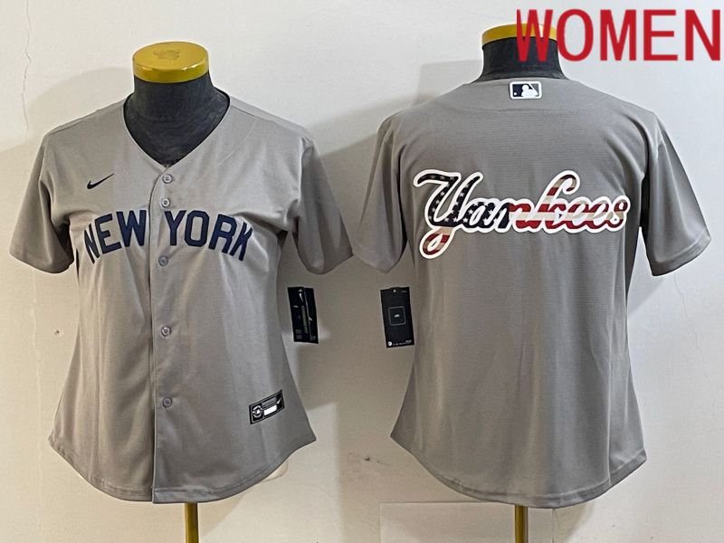 Women New York Yankees Blank Grey Nike Game 2024 MLB Jersey style 6